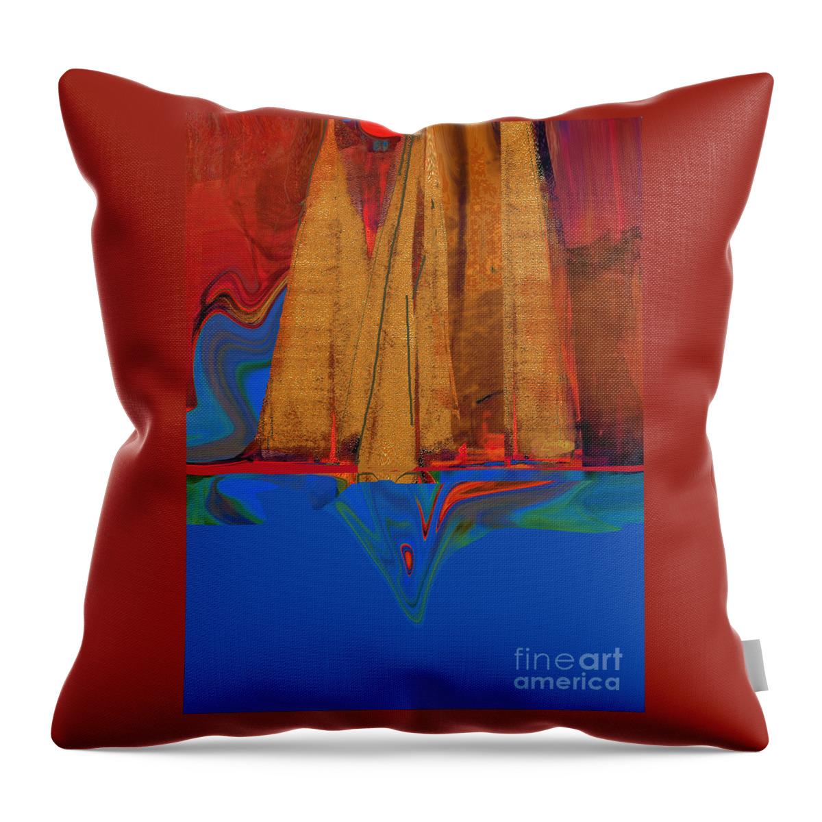 Abstract Throw Pillow featuring the mixed media Sailing Forever No. 1 by Zsanan Studio