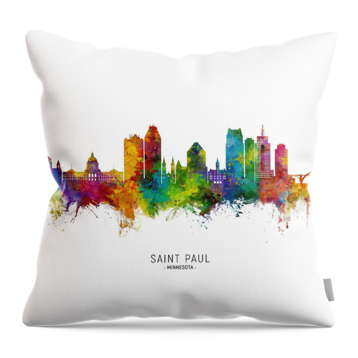 Saint Paul Throw Pillow featuring the digital art Saint Paul Minnesota Skyline by Michael Tompsett