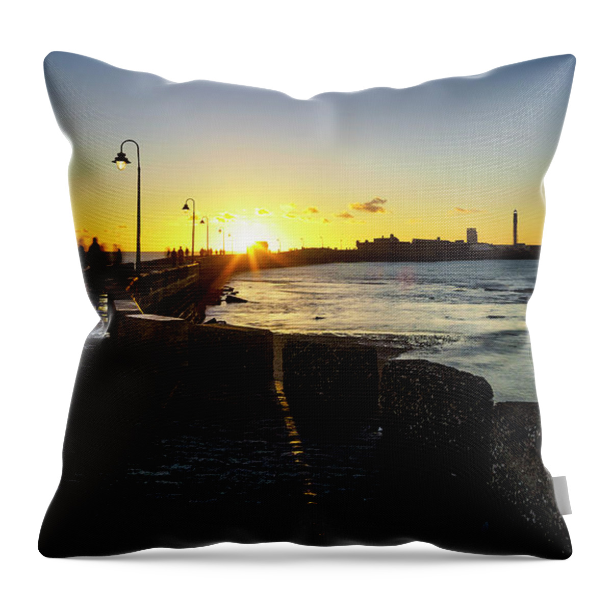 Wave Throw Pillow featuring the photograph Saint Sebastian Castle Walkway Cadiz Spain by Pablo Avanzini