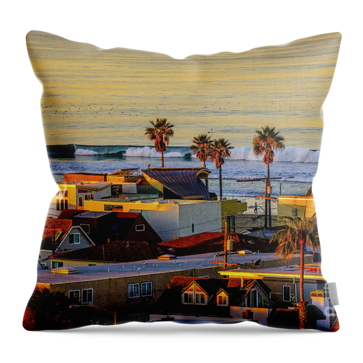San Diego Throw Pillow featuring the photograph San Diego Beach by Darcy Dietrich