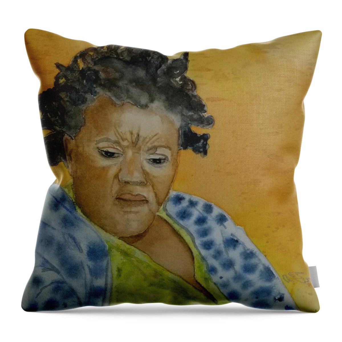 Portrait Throw Pillow featuring the painting Sandra by Ann Frederick