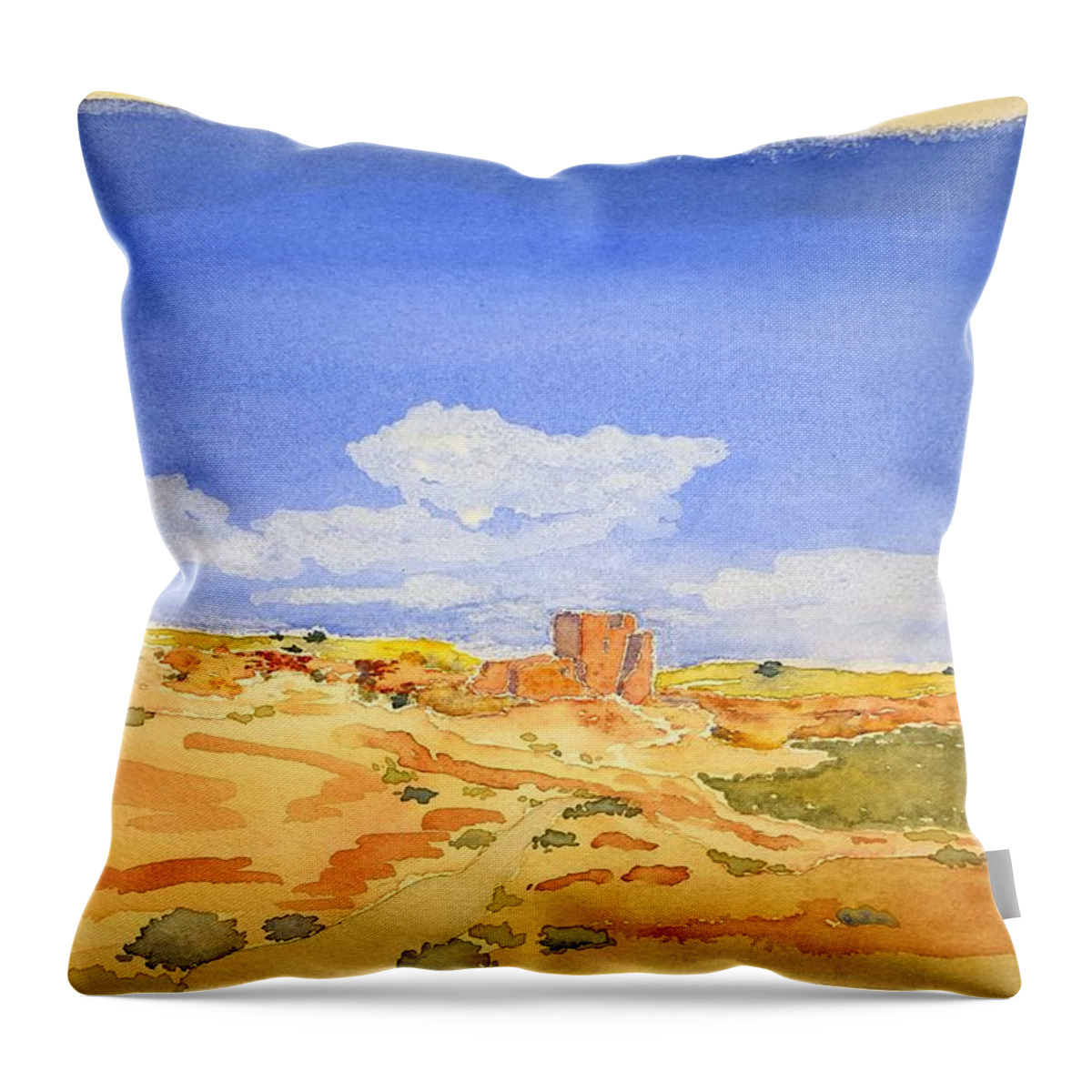Watercolor Throw Pillow featuring the painting Sandstone Lore by John Klobucher