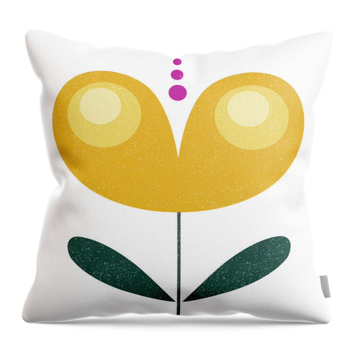 Mid Century Throw Pillow featuring the mixed media Scandinavian Yellow Flower by Naxart Studio