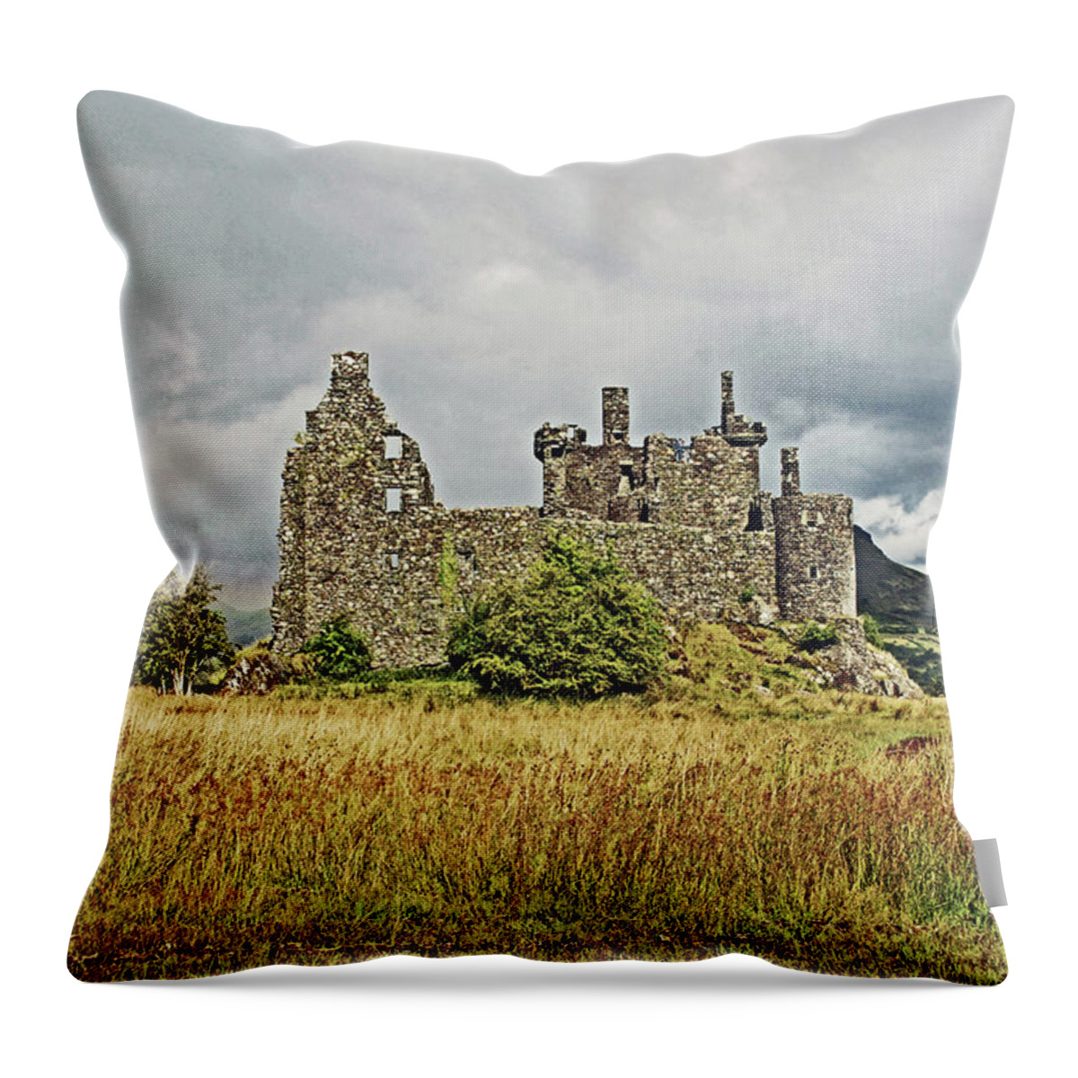Scotland. Loch Awe Throw Pillow featuring the photograph SCOTLAND. Loch Awe. Kilchurn Castle. by Lachlan Main