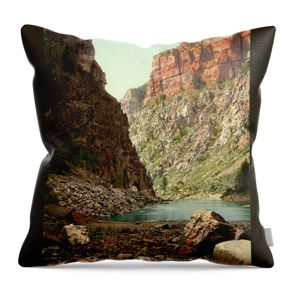  Throw Pillow featuring the photograph Second Tunnel, Grand River Canyon by Detroit Photographic Company