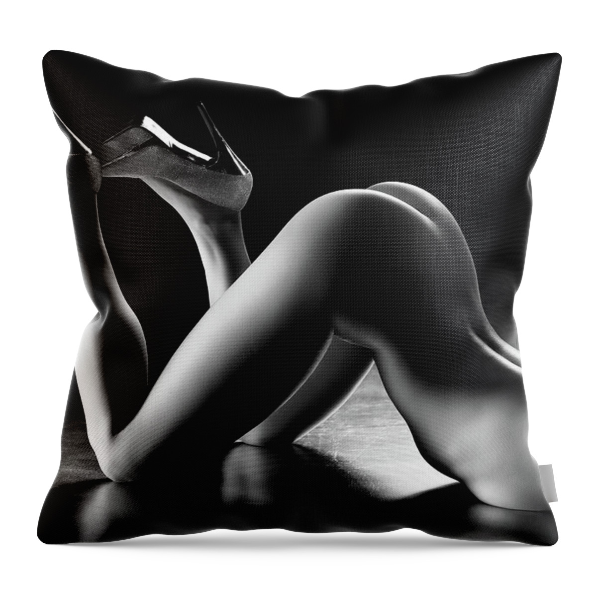Woman Throw Pillow featuring the photograph Sensual nude body curves by Johan Swanepoel