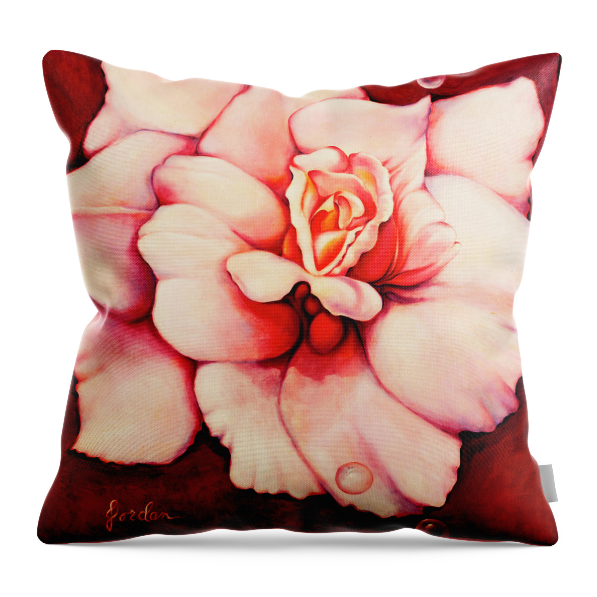 Blooms.large Rose Throw Pillow featuring the painting Sheer Bliss by Jordana Sands