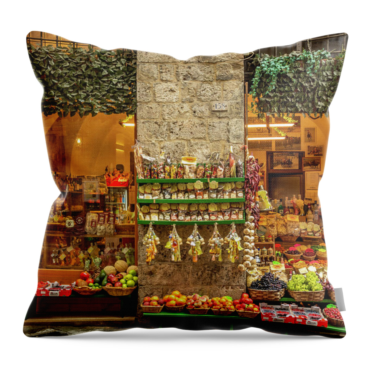Siena Throw Pillow featuring the photograph Siena Market by Marcy Wielfaert