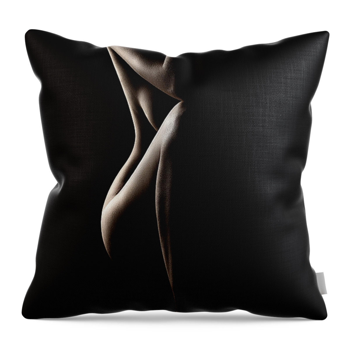 Nude Throw Pillow featuring the photograph Silhouette of nude woman by Johan Swanepoel