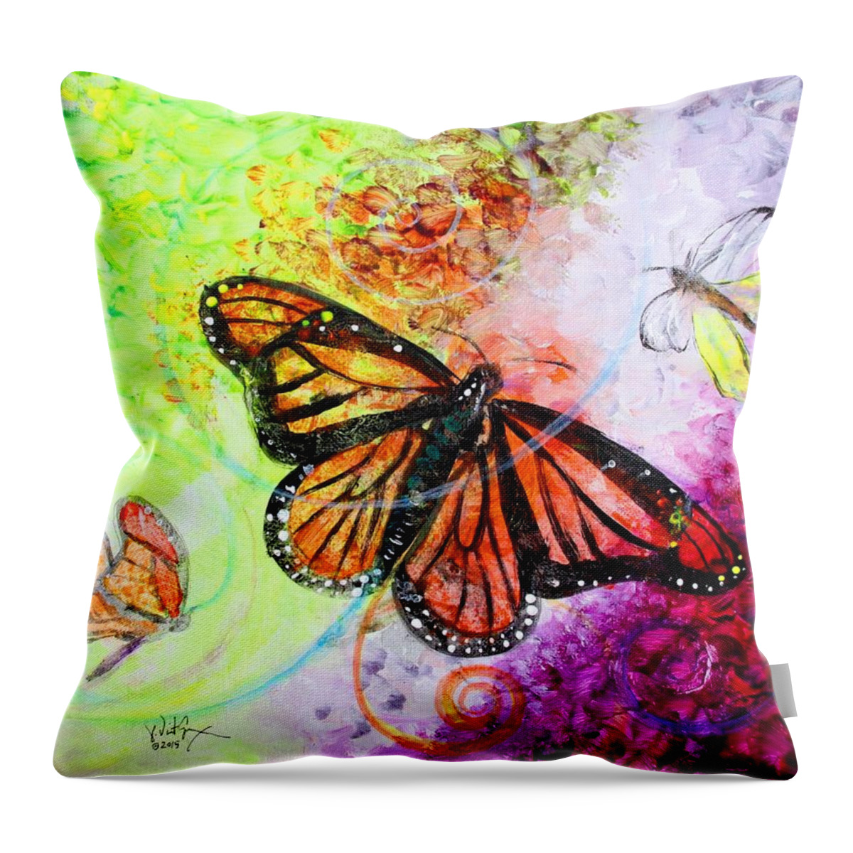 Butterfly Throw Pillow featuring the painting Sincere Beauty by J Vincent Scarpace