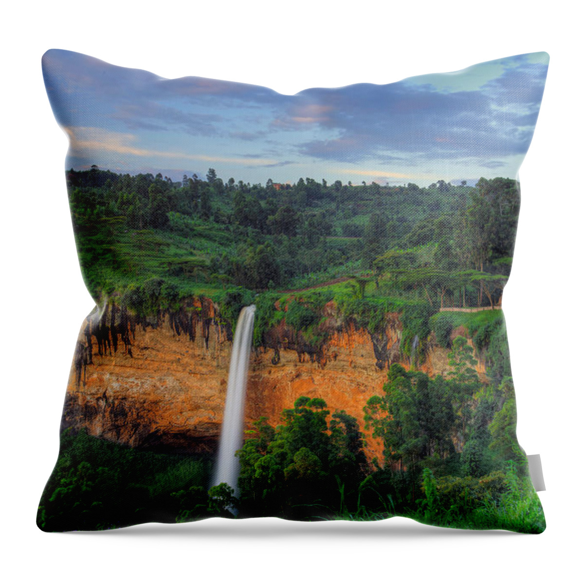 Sipi Throw Pillow featuring the photograph Sipi Falls by Peter Kennett