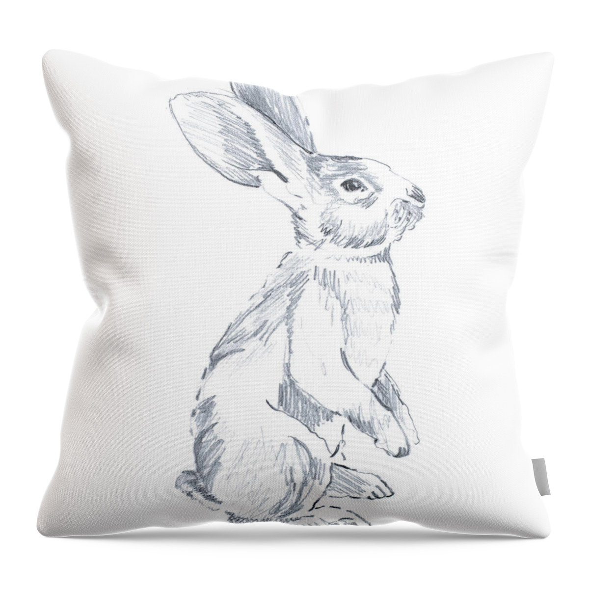 Sketched Throw Pillow featuring the drawing Sketched Rabbit I by Lanie Loreth