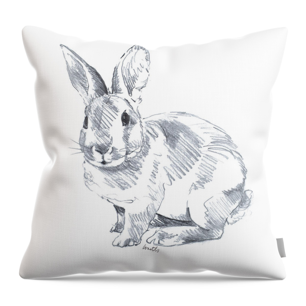 Sketched Throw Pillow featuring the drawing Sketched Rabbit II by Lanie Loreth