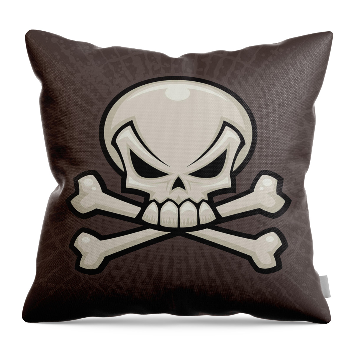 Bone Throw Pillow featuring the digital art Skull and Crossbones by John Schwegel