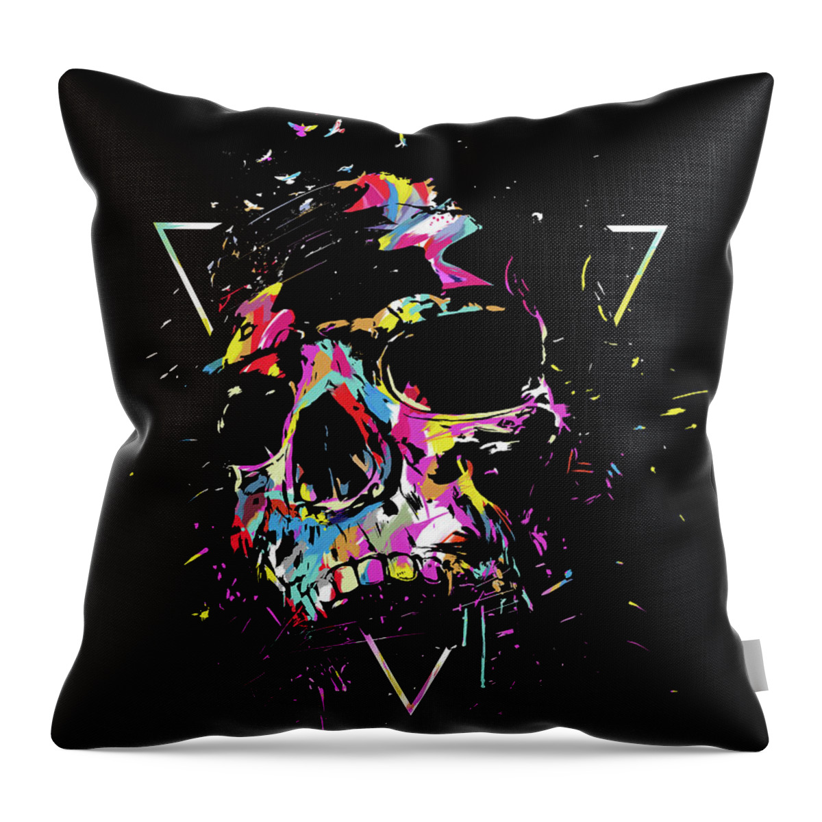Skull Throw Pillow featuring the mixed media Skull X by Balazs Solti