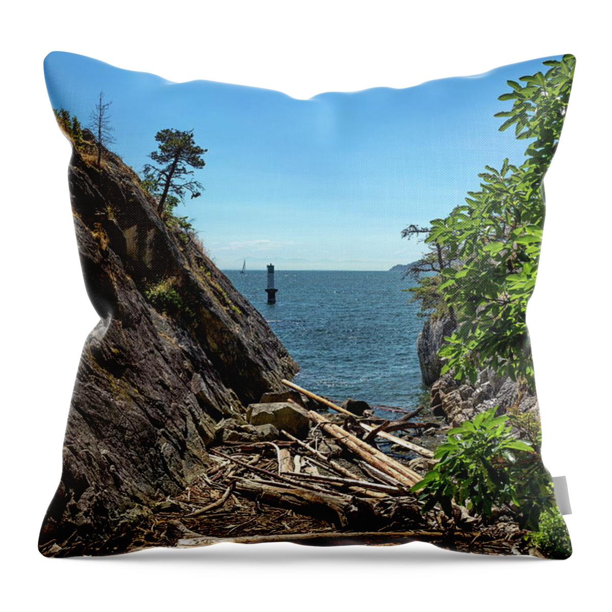 Alex Lyubar Throw Pillow featuring the photograph Small Canyon at Rocky Beach by Alex Lyubar