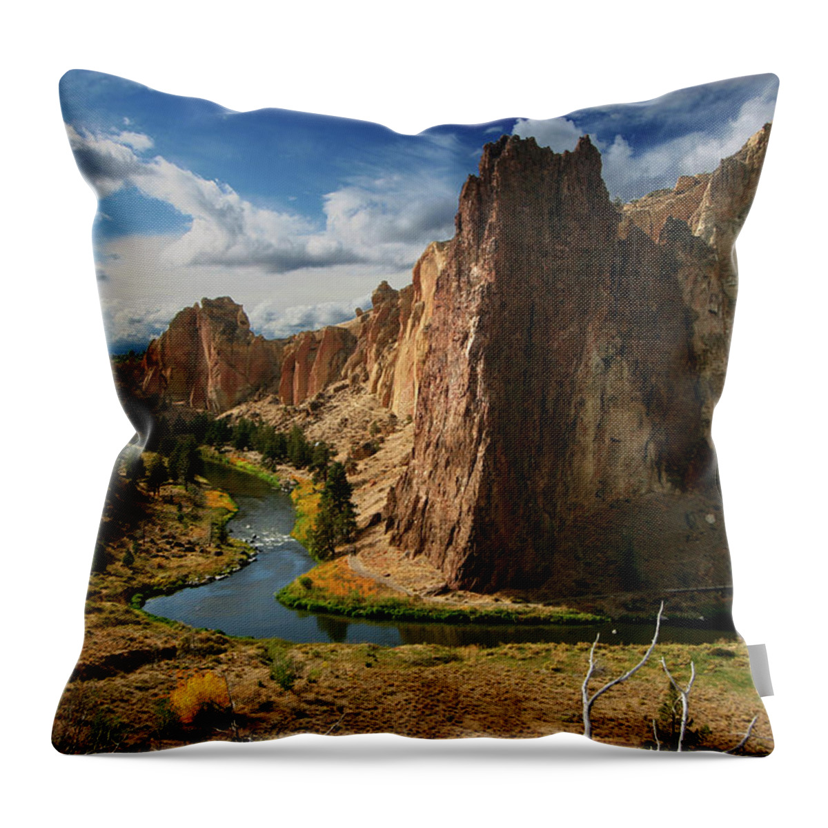 Scenics Throw Pillow featuring the photograph Smith Rock In Autumn by Photo ©tan Yilmaz