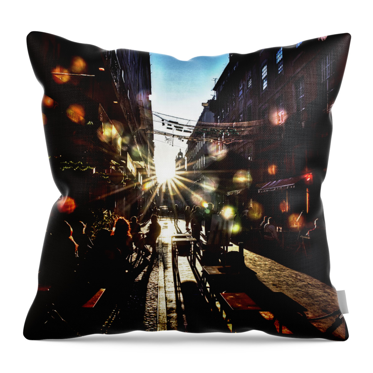Pink Street Throw Pillow featuring the photograph Soap bubbles in Pink Street by Micah Offman