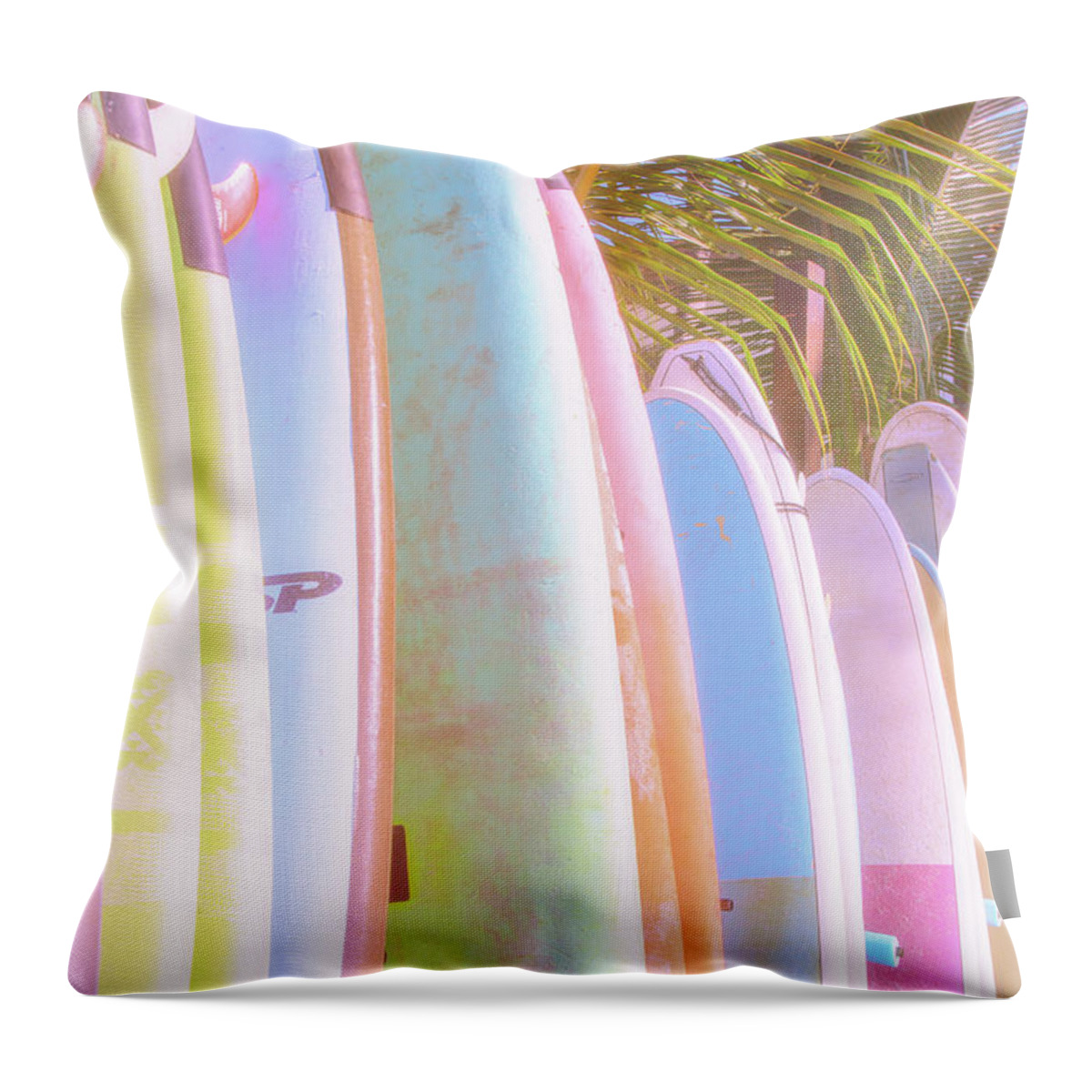 Surfboards Throw Pillow featuring the photograph Soft and Light 8 by Becqi Sherman
