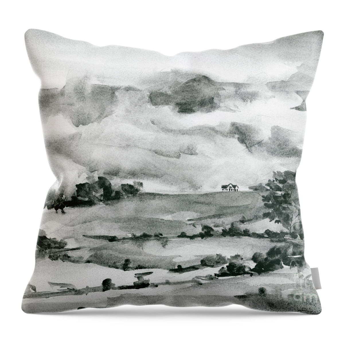 Face Mask Throw Pillow featuring the painting Solitude by Lois Blasberg