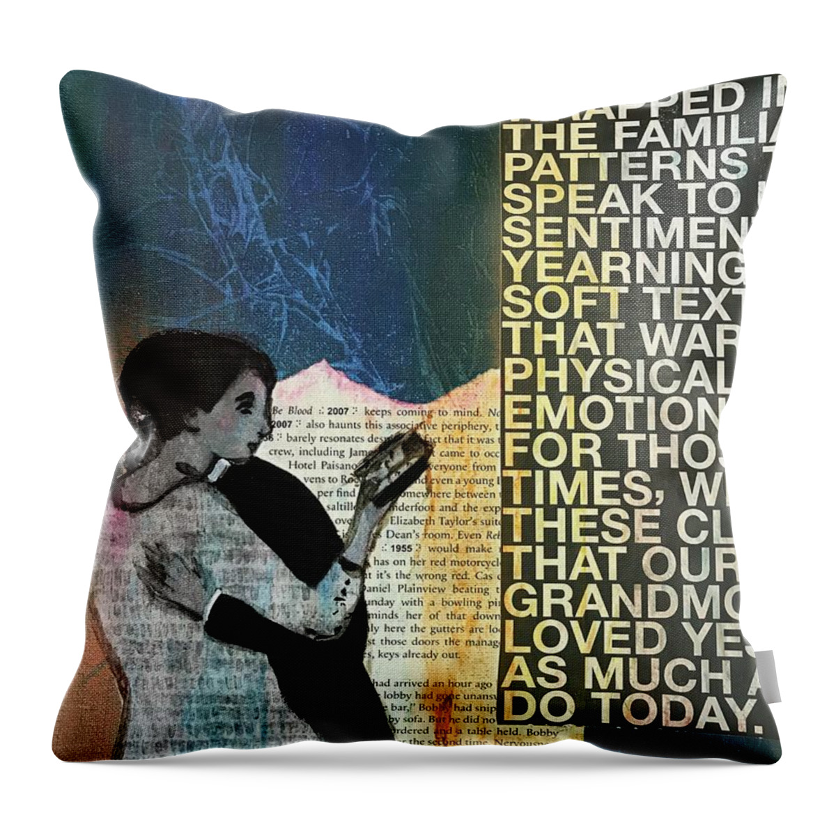 Original Art Work Throw Pillow featuring the mixed media Soul Mates by Theresa Honeycheck