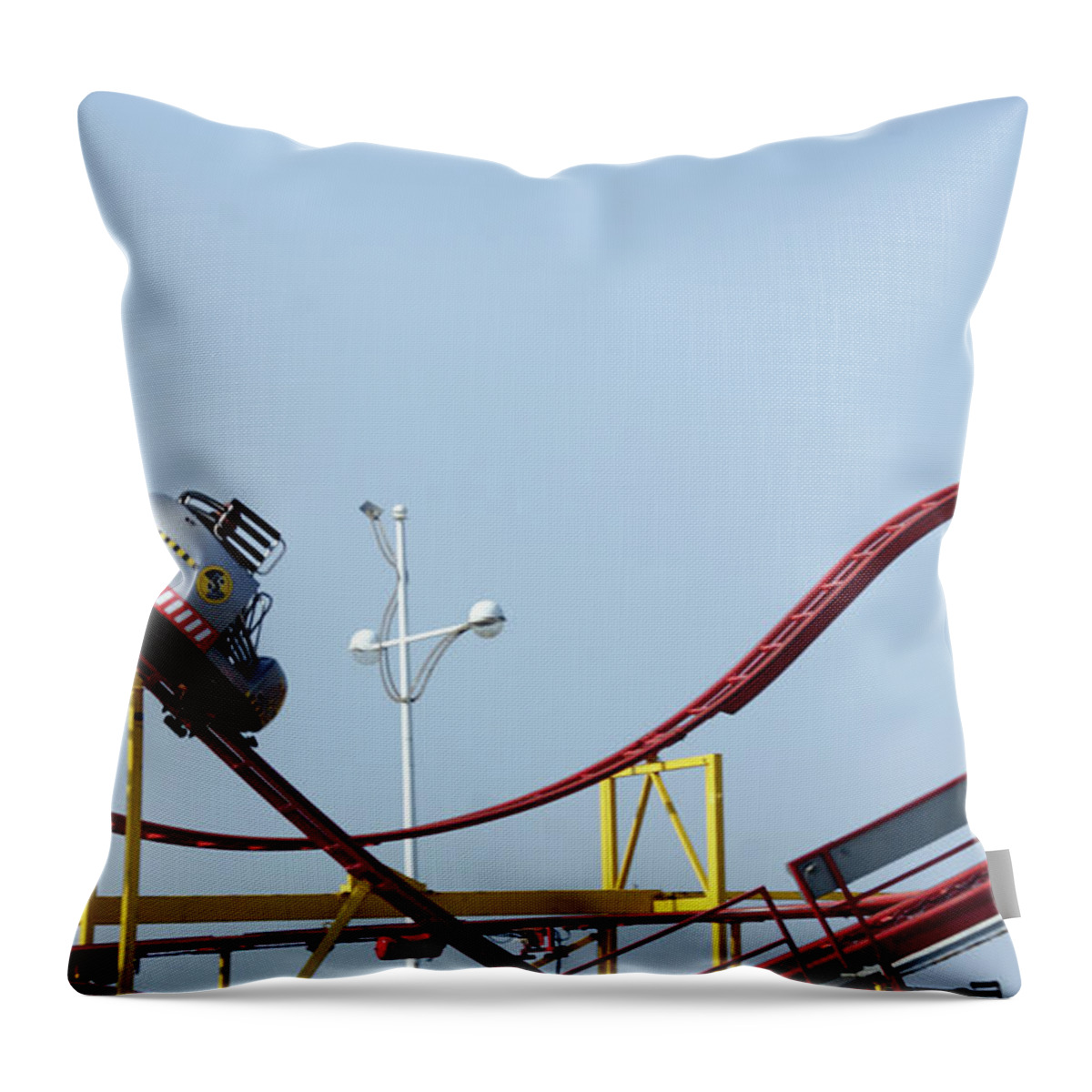 Southport Throw Pillow featuring the photograph  SOUTHPORT. The Fairground. Crash Test Ride. by Lachlan Main