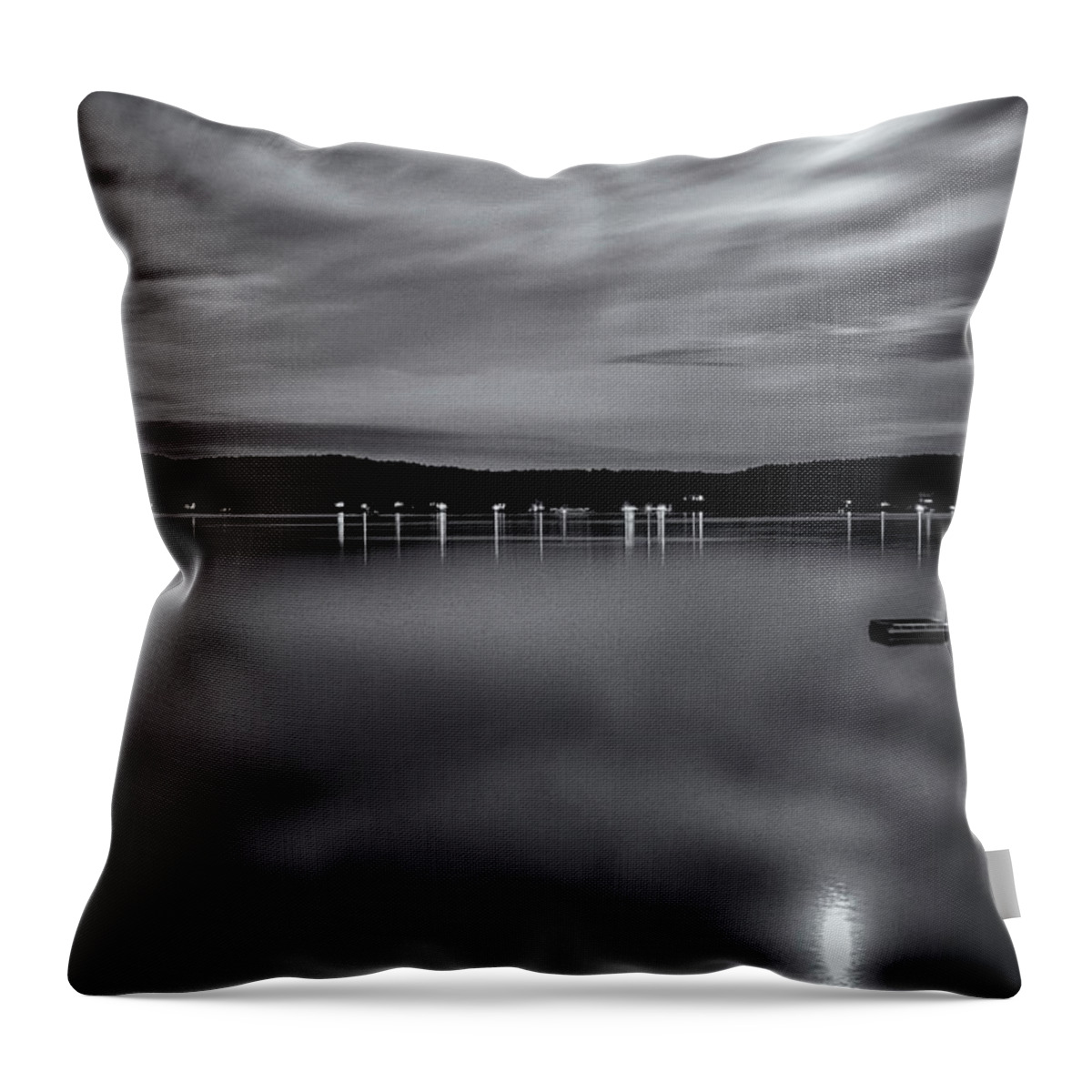 Spofford Lake New Hampshire Throw Pillow featuring the photograph Spofford Lake Moon by Tom Singleton