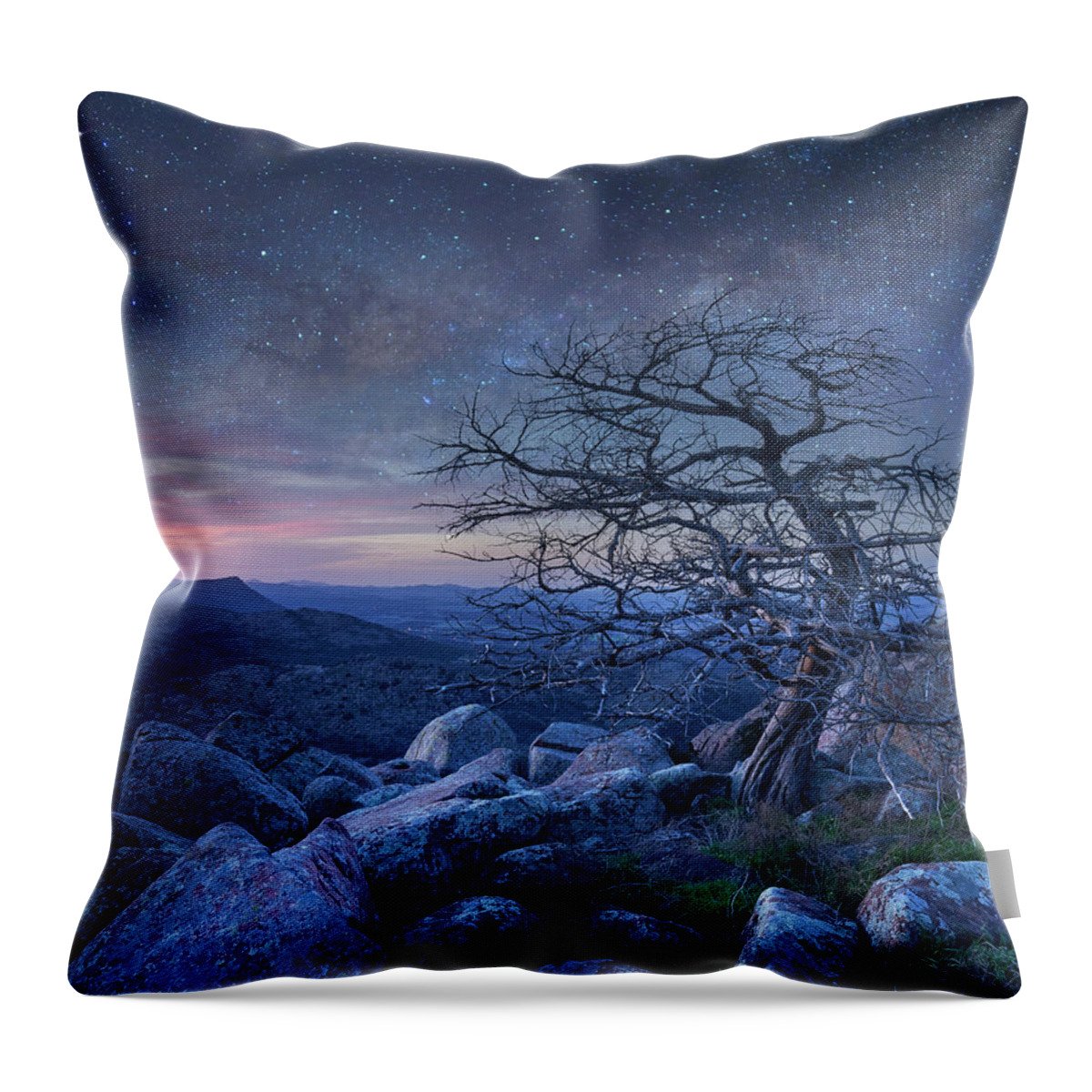 00559646 Throw Pillow featuring the photograph Stars Over Pine, Mount Scott by Tim Fitzharris
