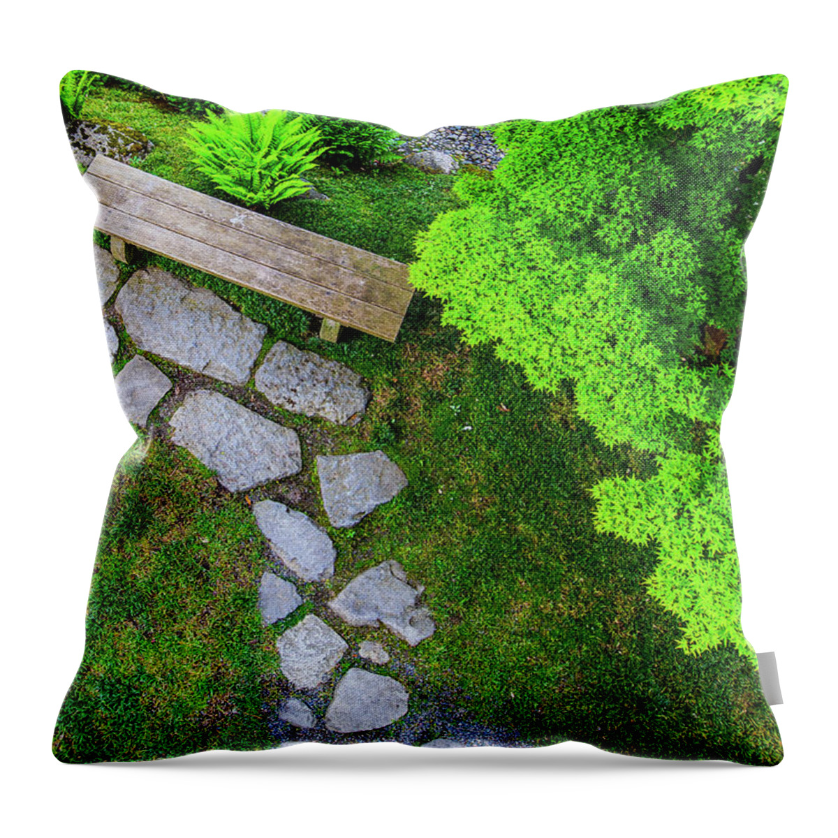 Japanese Garden Throw Pillow featuring the photograph Stepping Stones by Briand Sanderson