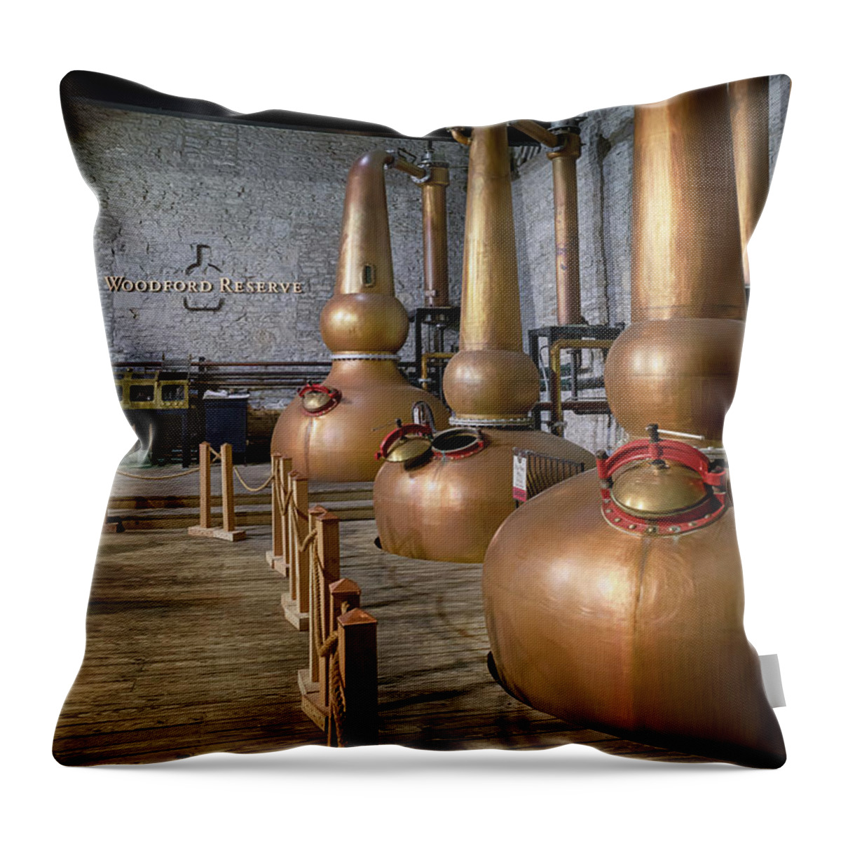 Woodford Reserve Throw Pillow featuring the photograph Stillroom at Woodford Reserve by Susan Rissi Tregoning
