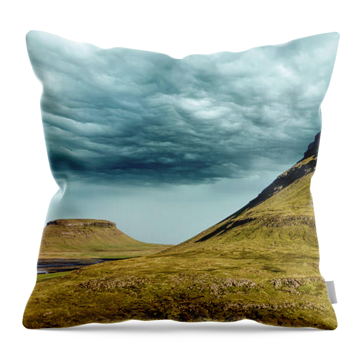 Iceland Throw Pillow featuring the photograph Stormy Church Mountain by David Letts