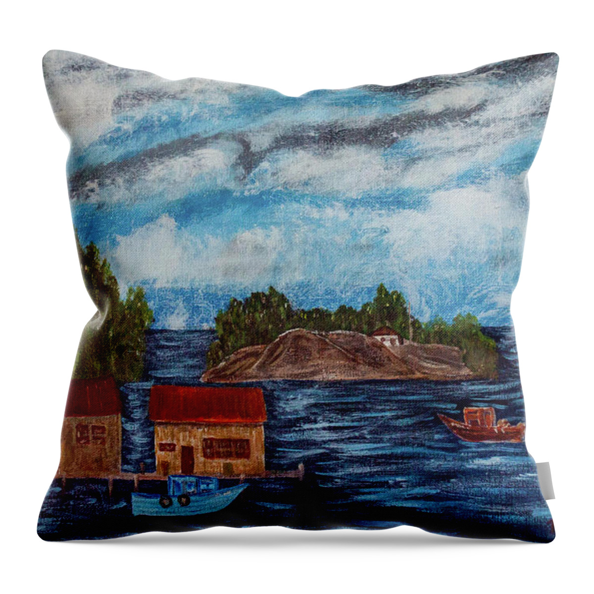 Stormy Throw Pillow featuring the painting Stormy Day by Randy Sylvia