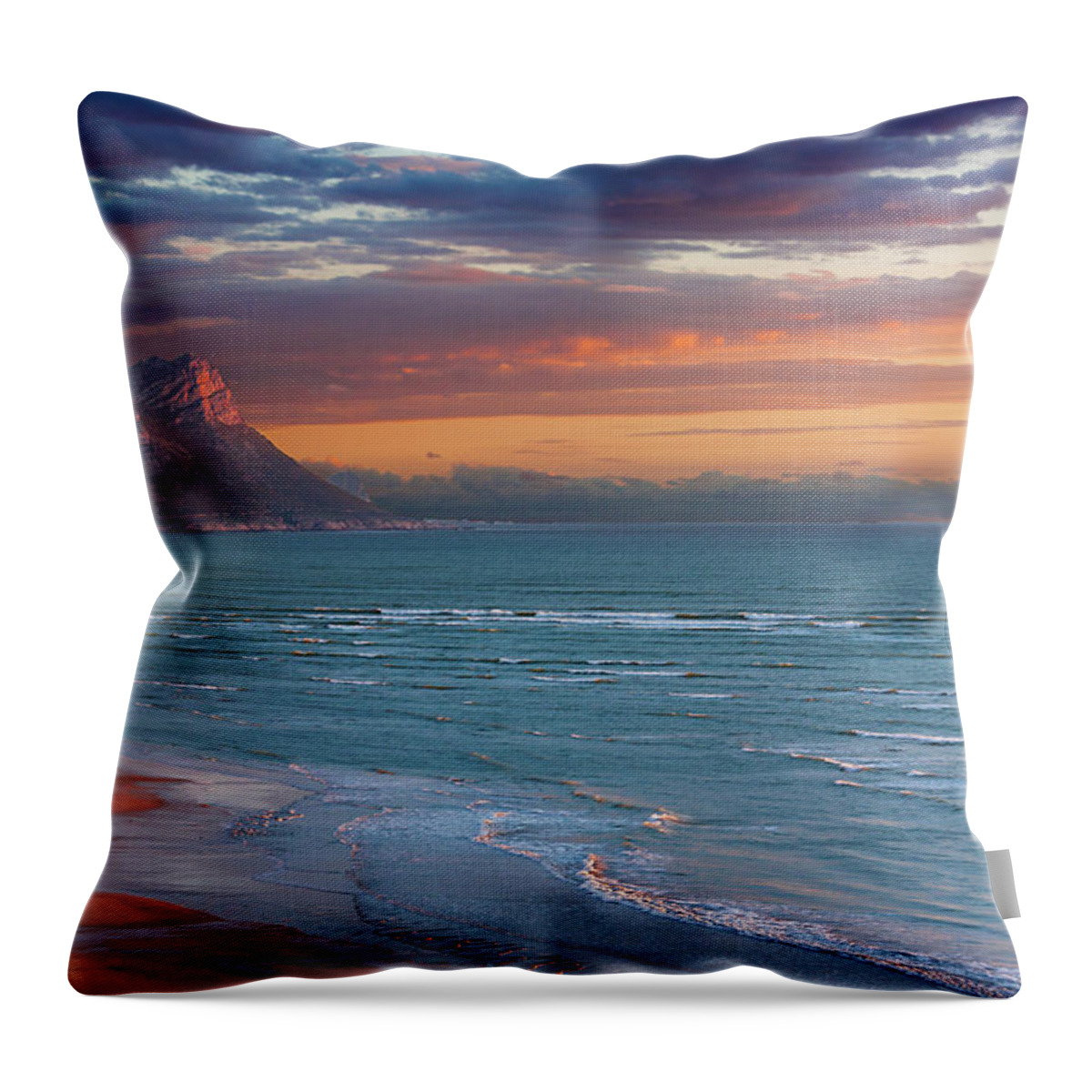 Water's Edge Throw Pillow featuring the photograph Strand Beach At Sunset by Jesus Villalba