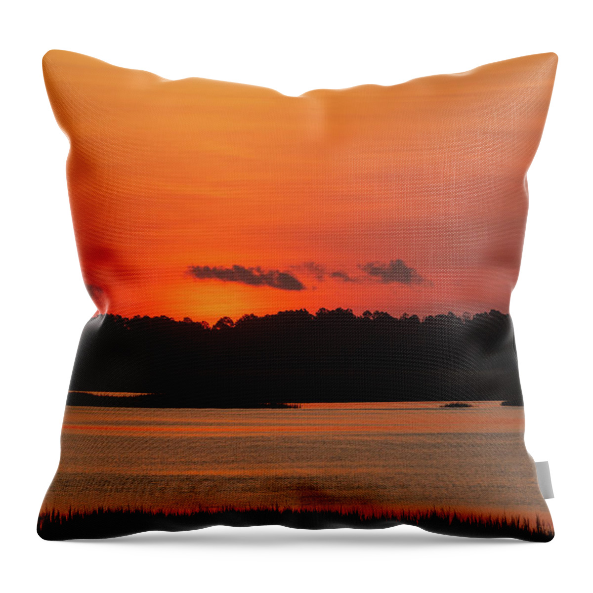 Murrells Inlet Throw Pillow featuring the photograph Sunrise Over Drunken Jack Island by D K Wall