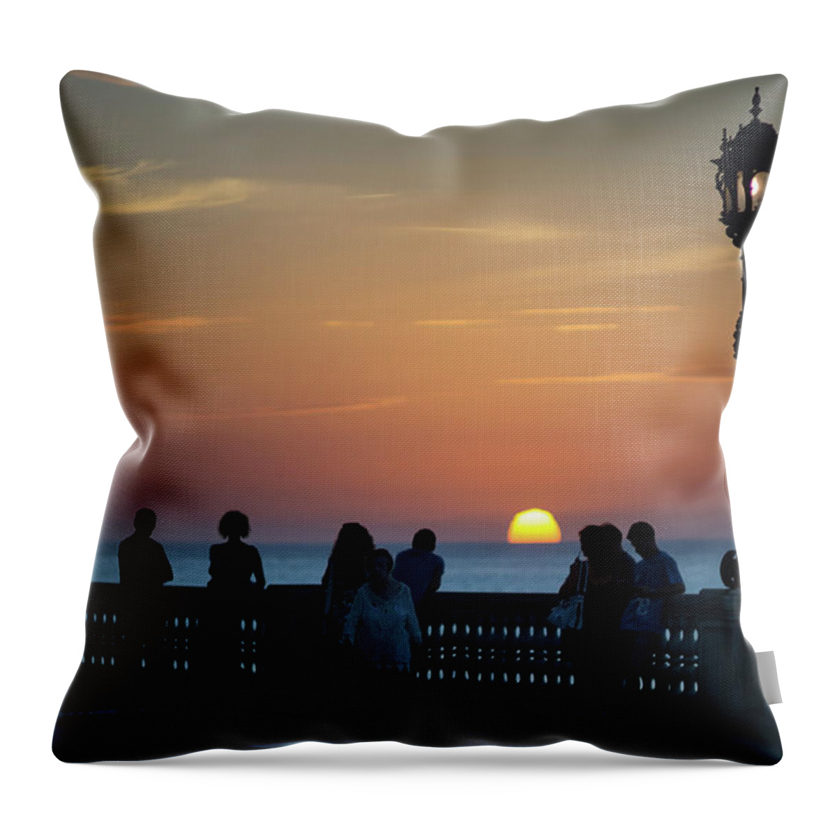 Romantic Throw Pillow featuring the photograph Sunset at Alameda Promenade Cadiz Spain by Pablo Avanzini