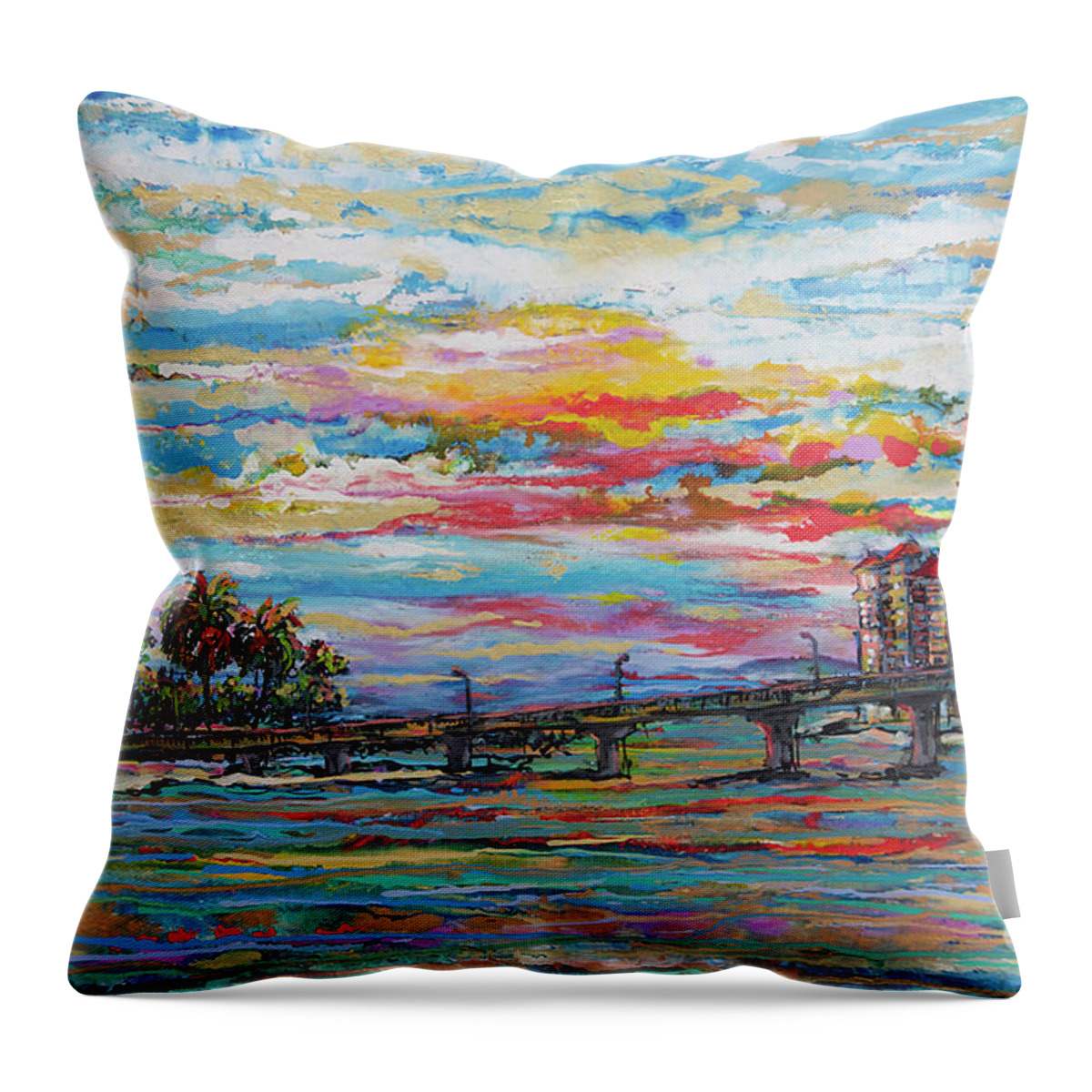 San Key Beach Throw Pillow featuring the painting Sunset at Sand Key by Jyotika Shroff