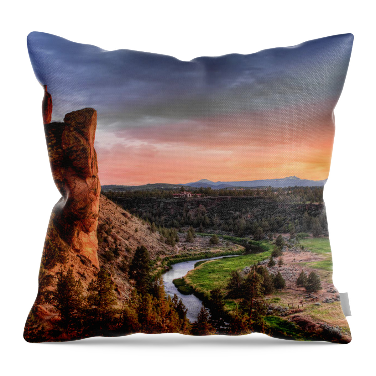 Scenics Throw Pillow featuring the photograph Sunset At Smith Rock State Park In by David Gn Photography