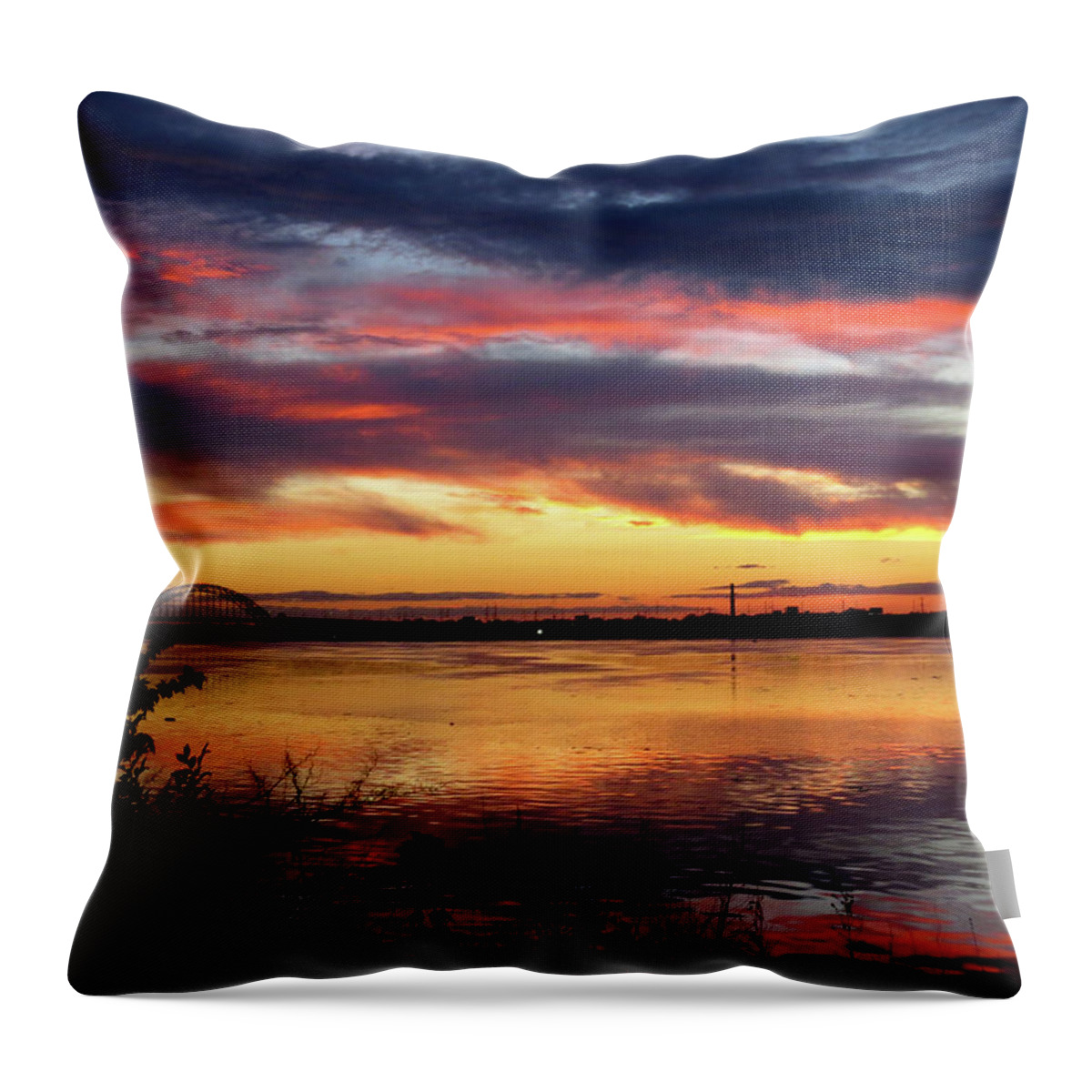 Sunsets Throw Pillow featuring the photograph Sunset on the Delaware No. Four by Linda Stern