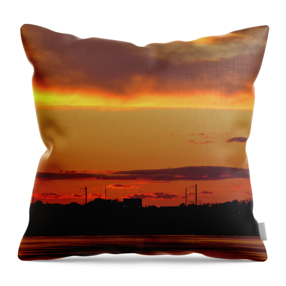 Sunsets Throw Pillow featuring the photograph Sunset on the Delaware No. Three by Linda Stern