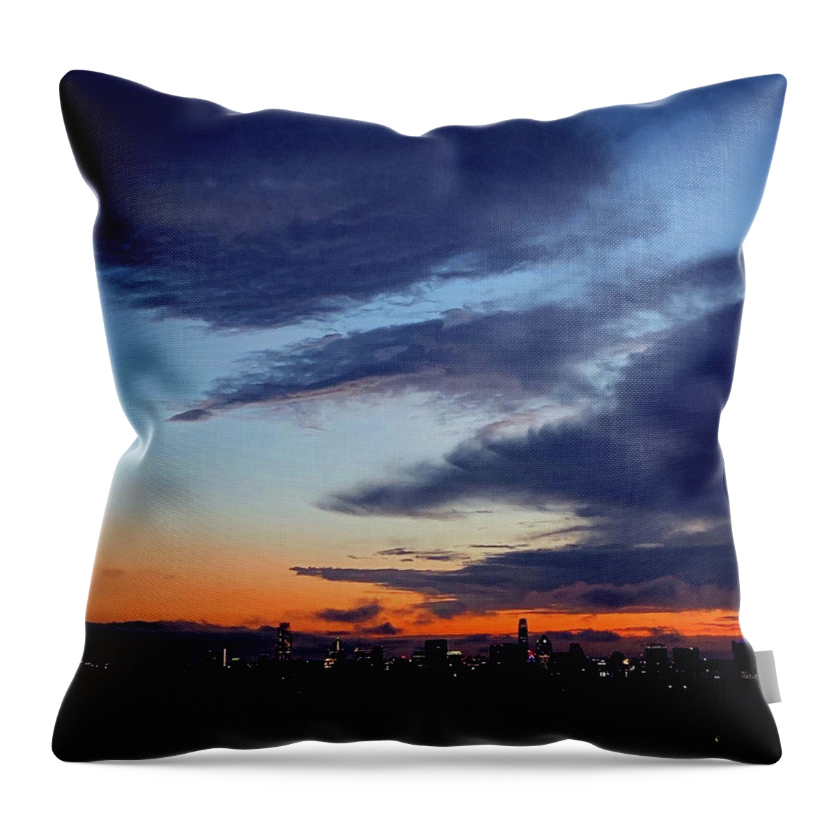Daniel Throw Pillow featuring the painting Sunset over Austin by Daniel Nelson