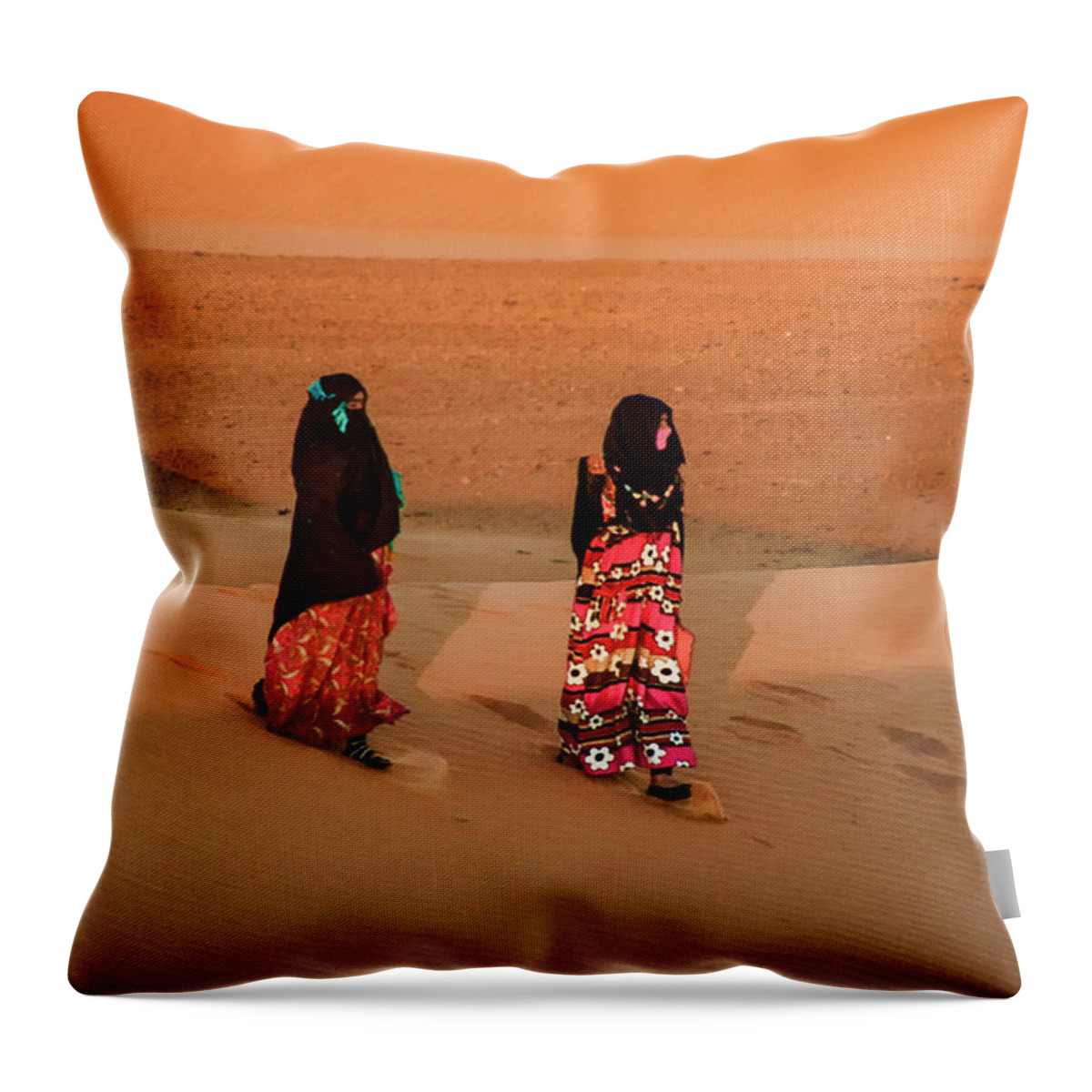 Muslim Women Throw Pillow featuring the photograph Sunset Walk by Jessica Levant