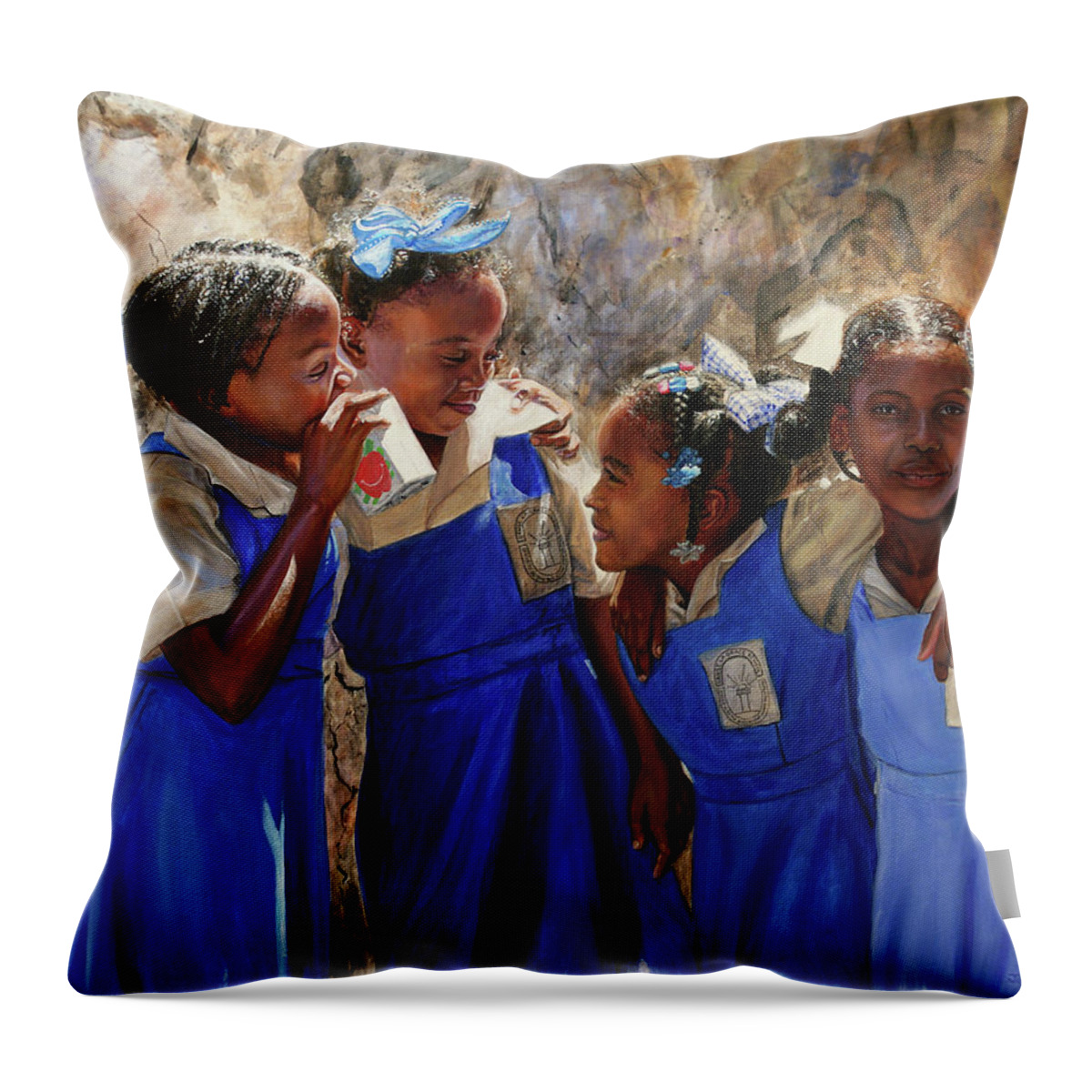Caribbean Art Throw Pillow featuring the painting Sunsplash #2 by Jonathan Gladding