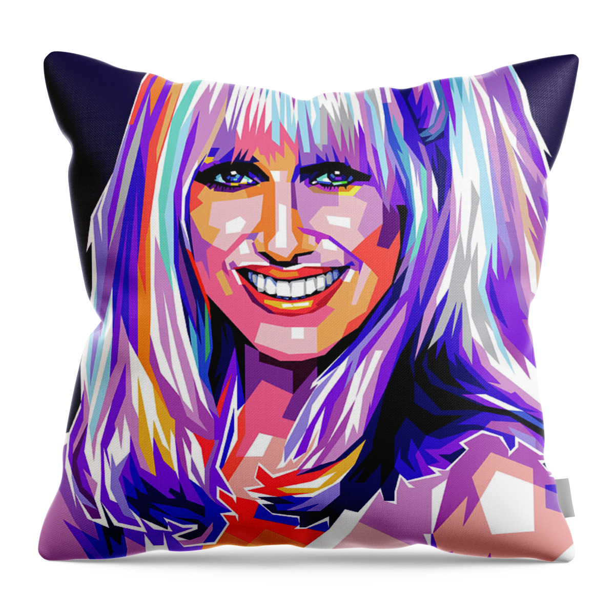 Suzanne Throw Pillow featuring the digital art Suzanne Somers pop art by Stars on Art