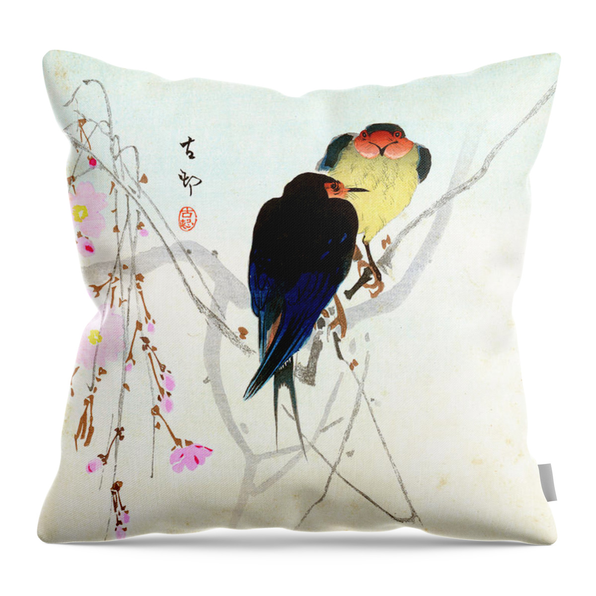 Japan Throw Pillow featuring the painting Swallow by Koson