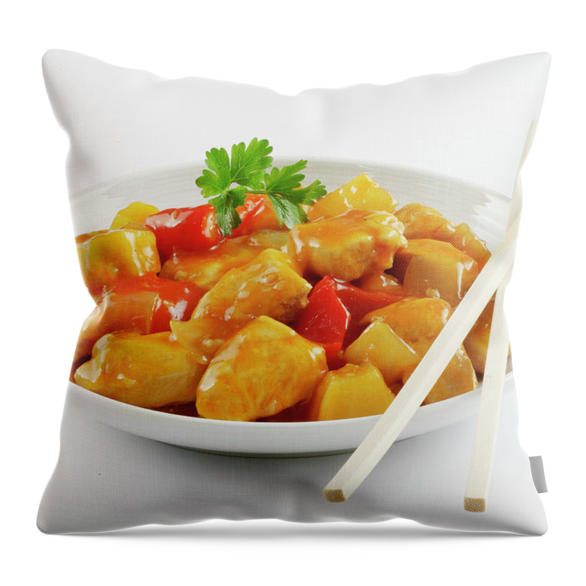 Chinese Culture Throw Pillow featuring the photograph Sweet And Sour Chicken by Chris Ted