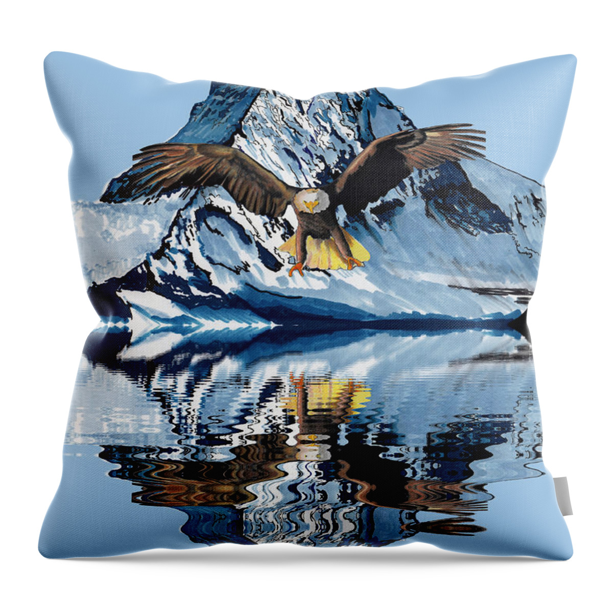 Eagle Throw Pillow featuring the drawing Swooping Eagle by Bill Richards