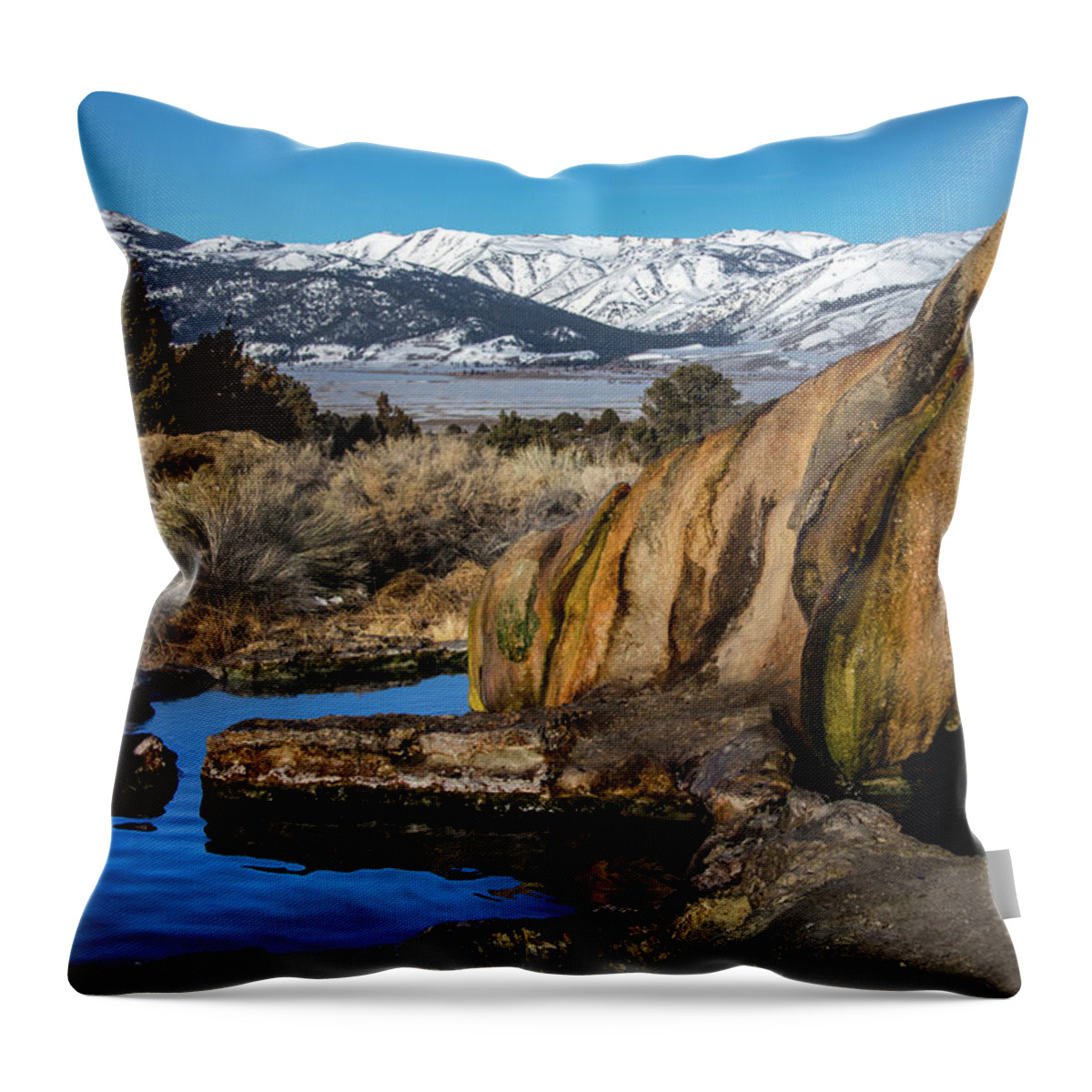  Throw Pillow featuring the photograph Travertine hot spring by John T Humphrey