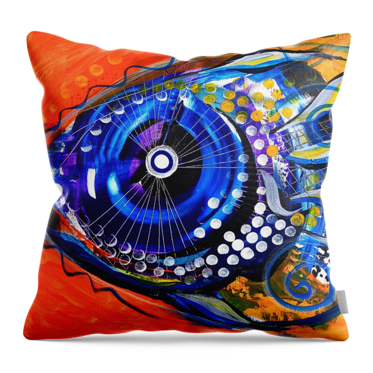Fish Throw Pillow featuring the painting Tenured Acrimonious Fish by J Vincent Scarpace