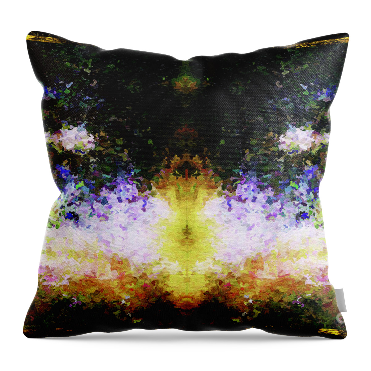Chromatic Poetics Throw Pillow featuring the painting That Time We Woke Up Laughing in Claude Monet's Garden by Aberjhani