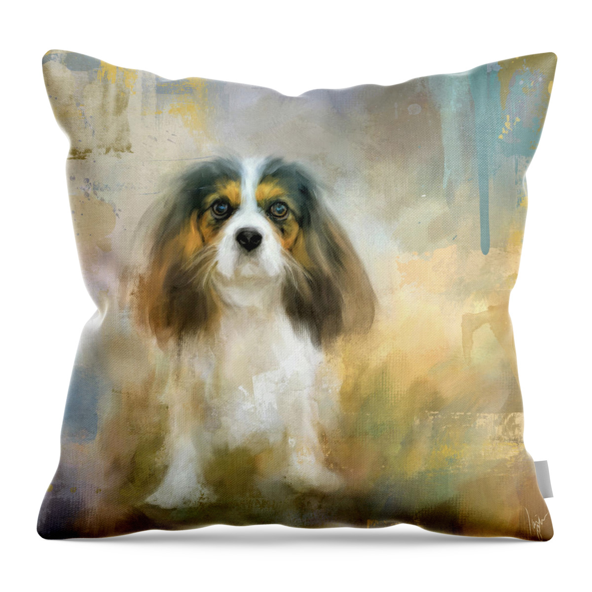Colorful Throw Pillow featuring the painting The Attentive Cavalier by Jai Johnson